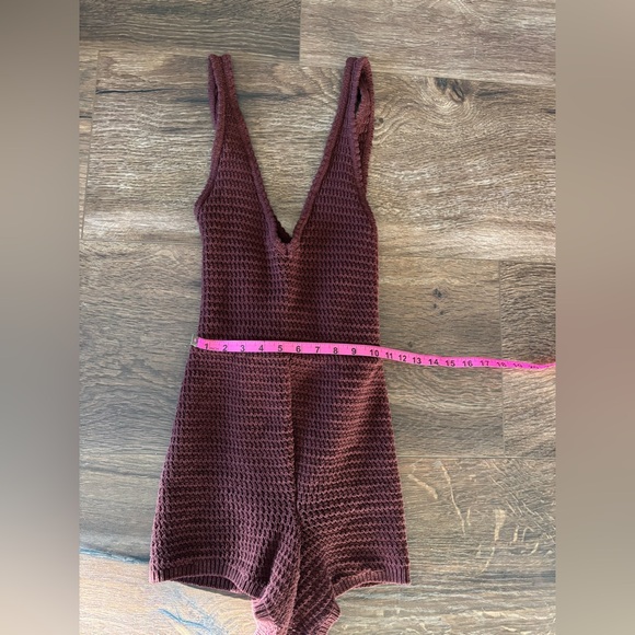 NWT Free People Clear Skies Fauxchet Sweater Romper/Cover Up in Wine Size S - Picture 7 of 8